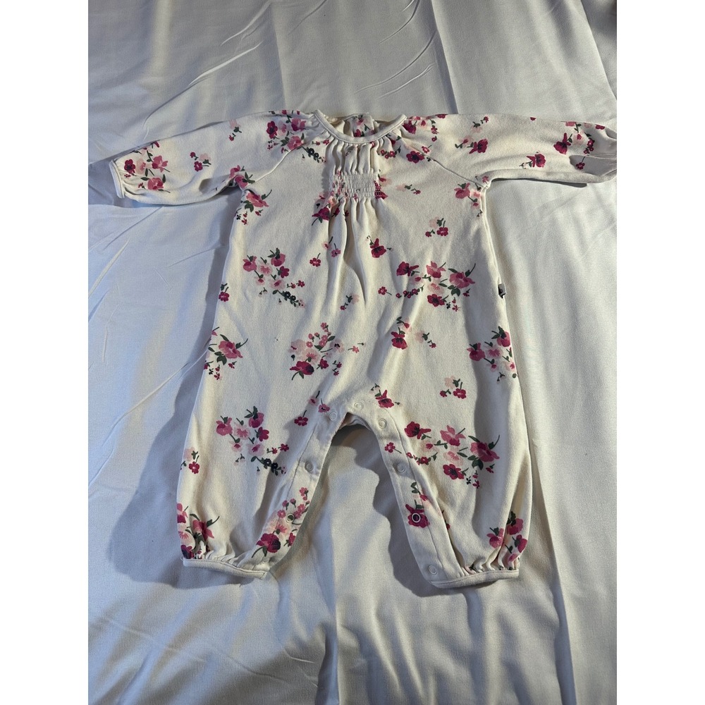 Baby Gap Floral Long Sleeve One Piece Romper Jumpsuit Cream Pink Size 3-6M - Picture 1 of 5